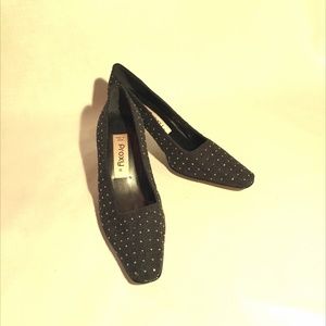 Slate Grey Brass Studded Wool Proxi Pumps